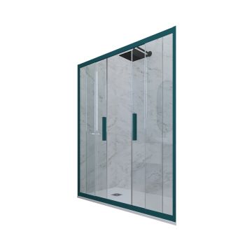 Porte parois de douche 2 portillons coulissants H 200 en PVC Vert night watch Verre Transparent mod. Glam