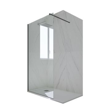 Douche italienne Walk in H 200 en PVC Anthracite Verre Transparent mod. Kolors