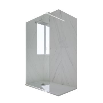 Douche italienne Walk-in H 200 en PVC Blanc Matt Verre Transparent mod. Kolors