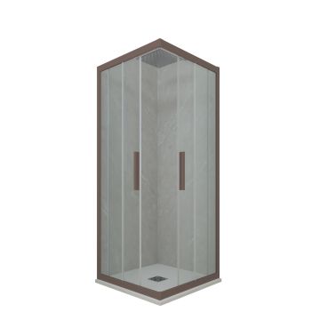 Cabine parois de douche angulaire coulissante H 200 en PVC Chocolat Verre Transparent mod. Kolors