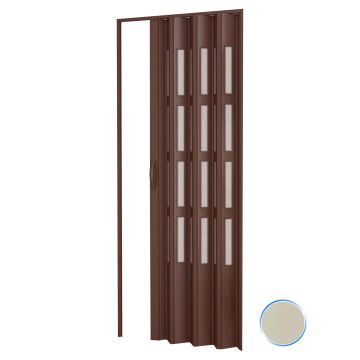 Porte accordéons pliante intérieur en kit avec verre en PVC Ivoire 1140 82x210 cm mod. Sonia