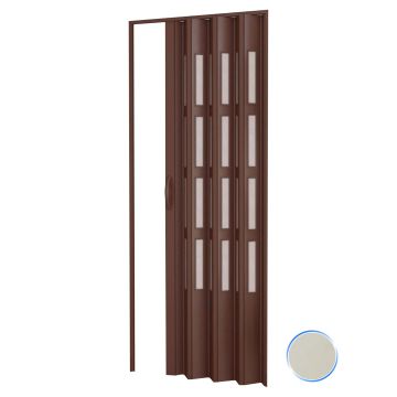 Porte accordéons pliante intérieur en kit avec verre en PVC Ivoire 1013 82x220 cm mod. Sonia