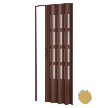 Porte accordéons pliante intérieur en kit avec verre en PVC Frêne 82x210 cm mod. Sonia