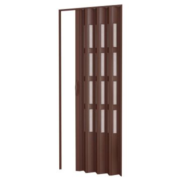 Porte accordéons pliante intérieur en kit avec verre en PVC Noyer 82x210 cm mod. Sonia