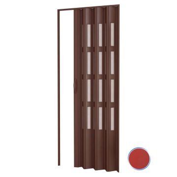 Porte accordéons pliante intérieur en kit avec verre en PVC Rouge 82x220 cm mod. Sonia