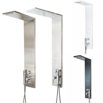 Colonne de Douche Hydromassante Poli, Brossé, Noir Mat ou Blanc mat en Acier ou Aluminium Mod. Trend