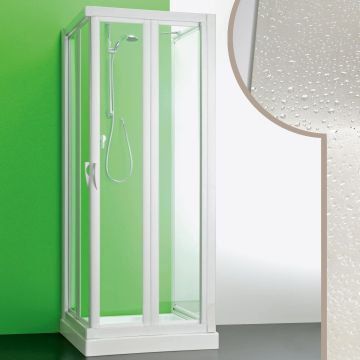Cabine douche 3 côtés 80x80x80 CMen acrylique mod. Giove avec ouverture pliante