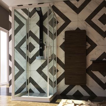 Cabine de douche 3 Côtés en PVC 70x100x70 CM H200 Transparent mod. Lite Profil Blanc