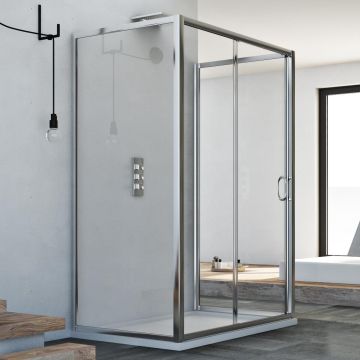 Cabine douche 75x140x75 CM H185 trasparent modèle Replay Trio avec 1 portillon