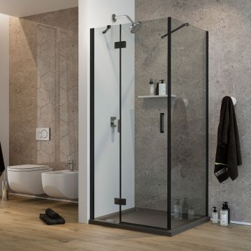Cabine de douce mod. Flip Black Porte + Fixe