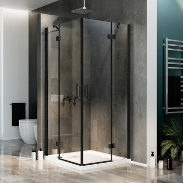 Cabine de Douche mod. Flip Black Porte + Porte