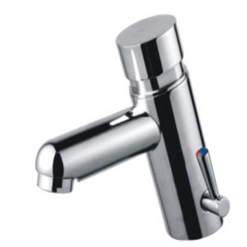 Mélangeur lavabo temporisé à eau chaude et froide Chrome avec Fonctionne avec batterie ou avec résaux mod. Hotellerie
