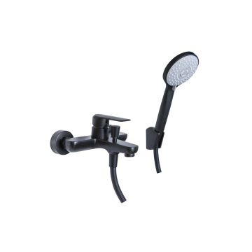Mélangeur baignoire avec kit douche noir mat avec Levier monocommande mod. Alma