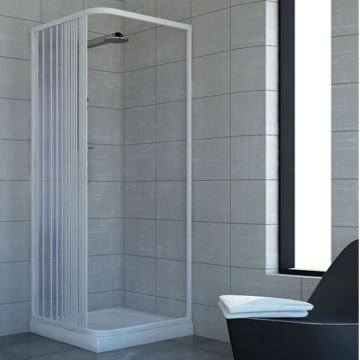 Cabine paroi de douche en Plastique PVC mod. Acquario 90x90 cm avec ouverture latérale