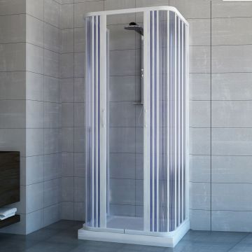 Cabine Paroi de douche 3 côtés en Plastique PVC mod. Ariete 70x80 cm avec ouverture centrale