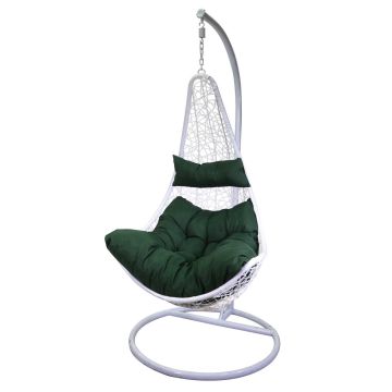 Fauteuil suspendu balançoire sur pied Blanc coussin vert 82x65 cm h 124 cm en Métal mod. Rialto